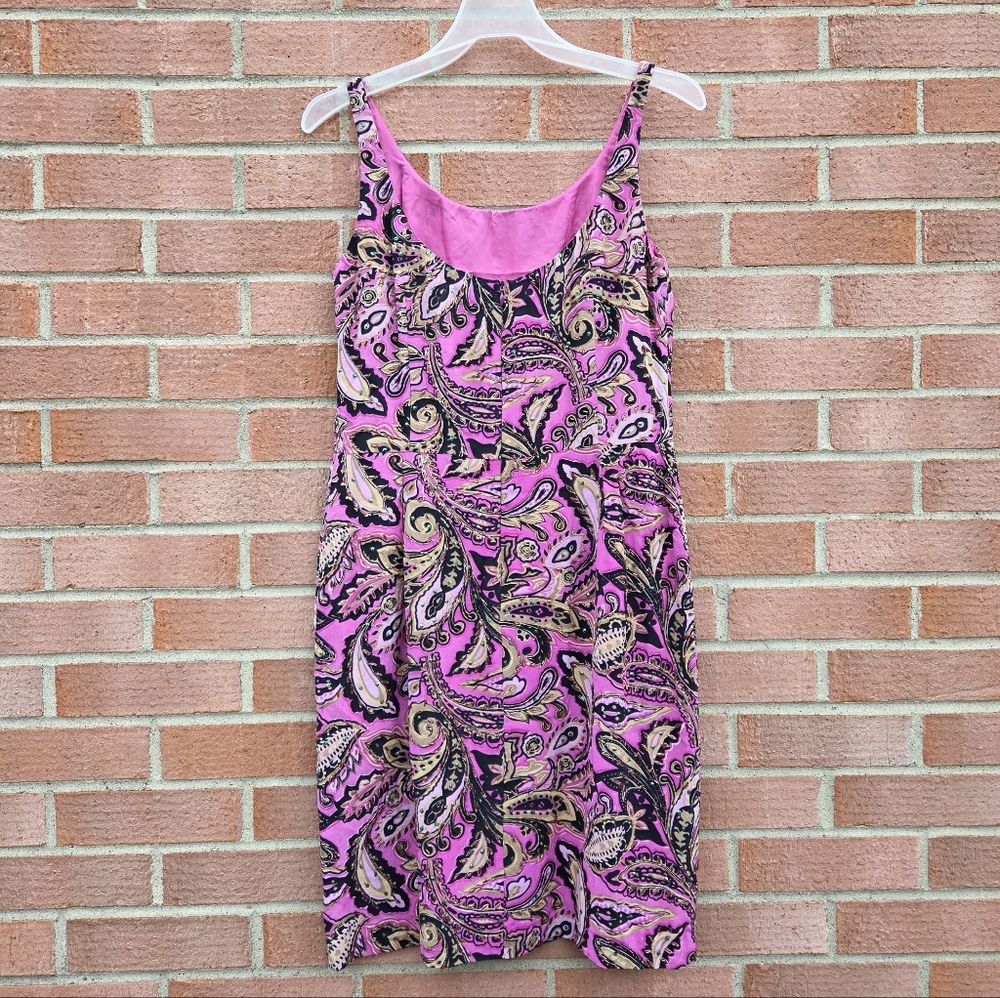Anna Sui Vintage Pink Paisley Sleeveless Sequined Sheath Dress Size 10 2001 - Picture 5 of 7